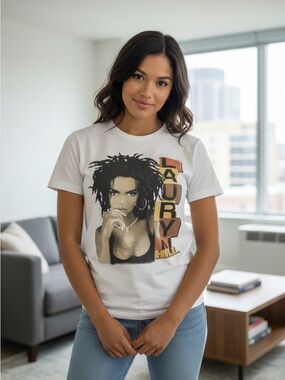Lauryn Hill Graphic Tee White Retro Rap Band Shirt